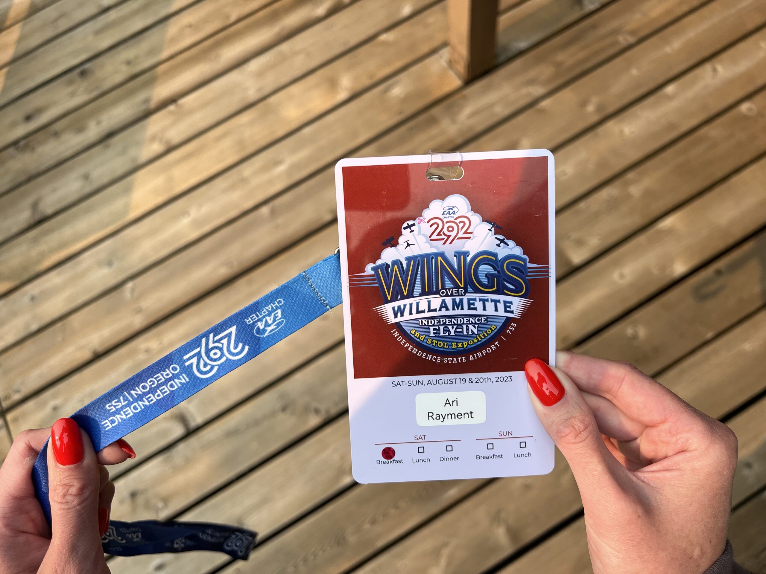 The fancy name tag and lanyard that all guests received