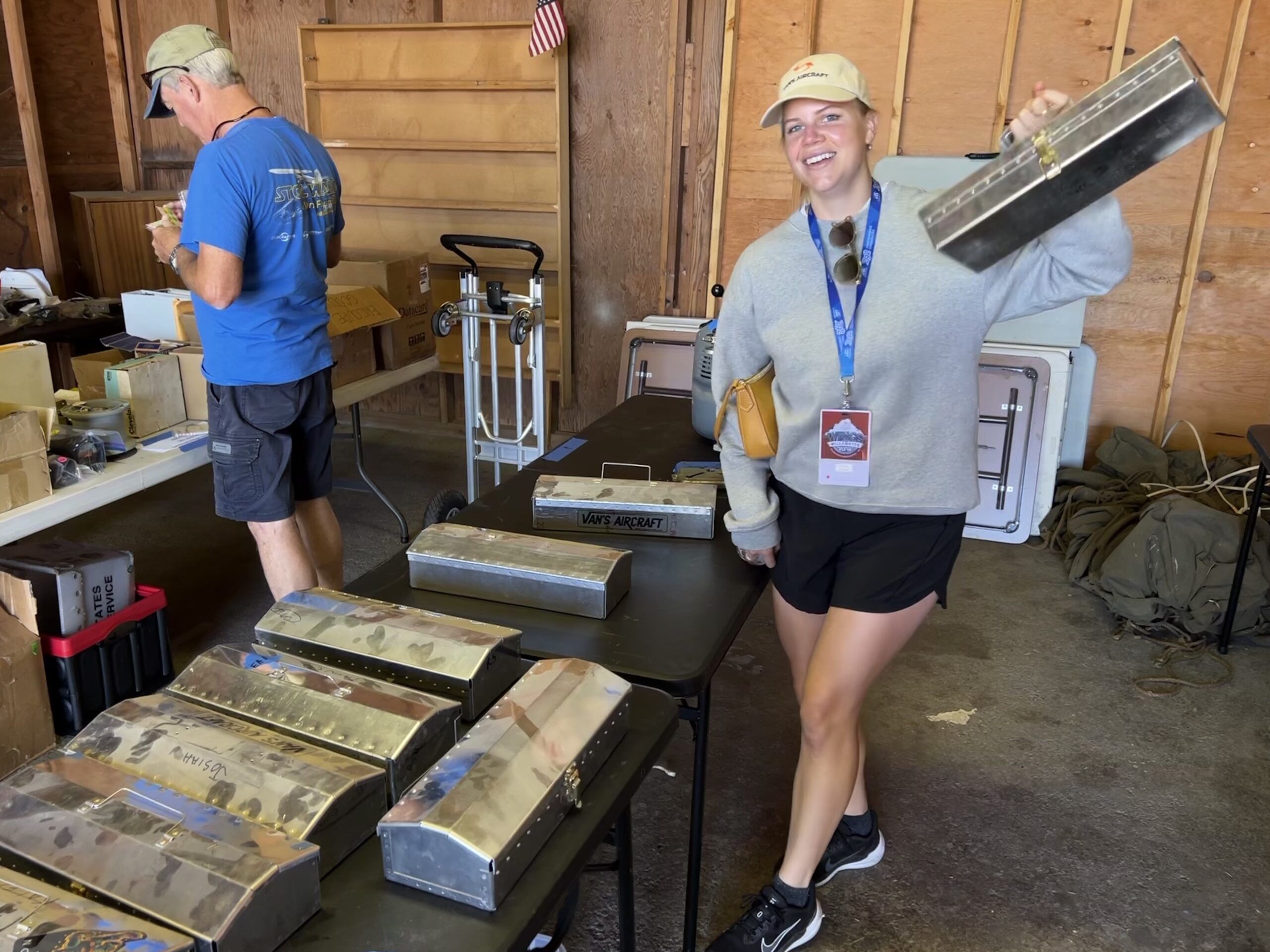 Brian’s sister, Kelsey, who also works at Van’s, had a good laugh at the site of fully assembled Van’s toolboxes for sale