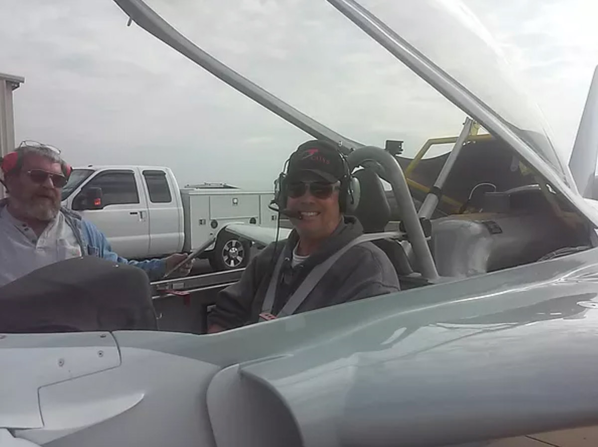 John Albritton after his First Flight of his Eze Jet.